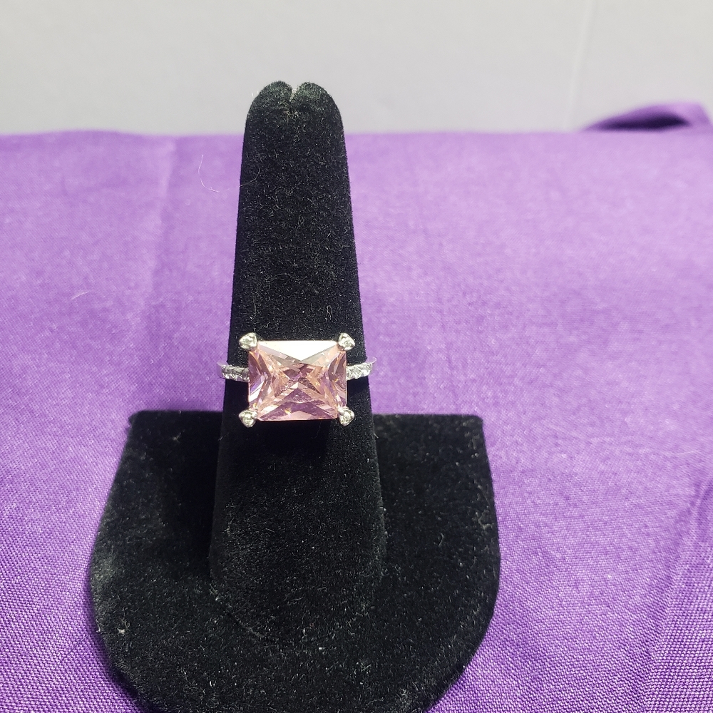 Sterling Silver Pink Cubic Zirconia Ring